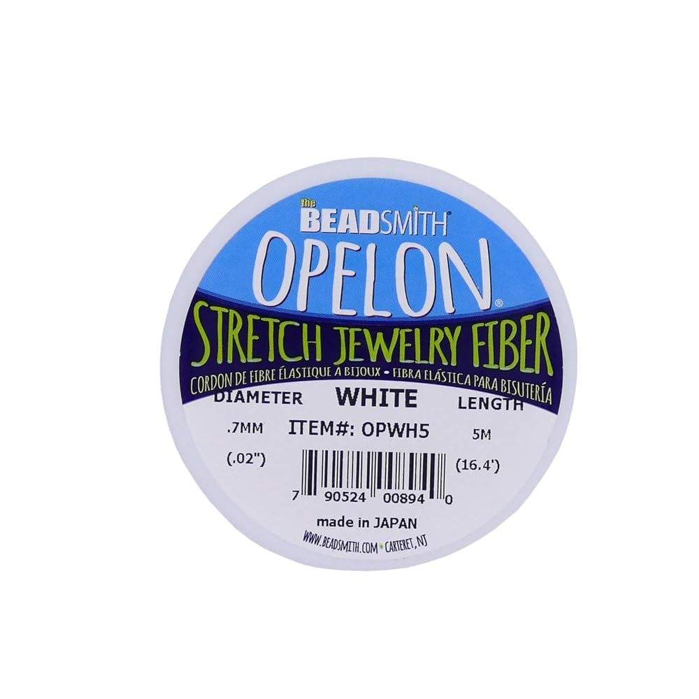 I13Opelon Floss Stretcher Jewelry Bead Beading Cord Thread Stretchy Size 0.7mm Diameter, 5 Meter Spool Easy to Knot for Jewelry Making Cord Necklaces, Bracelets & Pearls Craft White Clear Color