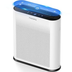 Air Purifiers for Home Large Room 1650ft² with PM2.5 Air Quality Sensor, MOOKA H13 HEPA Filter Air purifier for Pets Smoke Dust Pollen Dander Odor, Air Cleaner with Auto/Sleep Mode for Bedroom, White