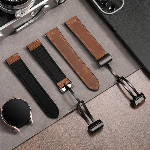 Charlam Magnetic Leather Bands Compatible with Samsung Galaxy Watch 7 Band 6 5 4 FE Active 2 40mm 44mm/Watch 6/4 Classic/Watch 5 Pro/3, 20mm Genuine Leather Straps for Samsung Watch Bands Men Women - image 9