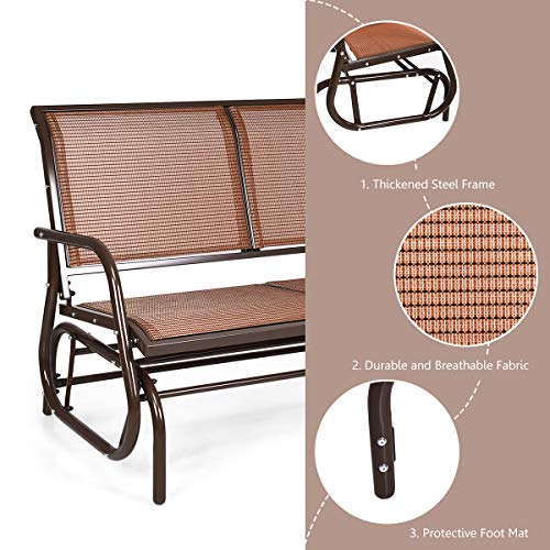image for Giantex Swing Glider Chair 48 Inch with Spacious Space, 2 People Swing