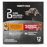 Pure~Balance Grain-Free Wet Dog Food Variety Pack, Chicken Dinner with Peas & Sweet Potatoes and Beef Dinner with Carrots & Sun Dried Tomatoes in Gravy, 3.5 oz Cups - Pack of 12