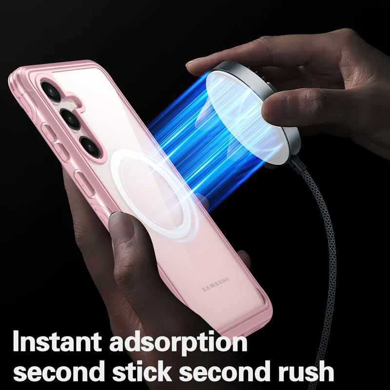 Image of LuxuryKase Shockproof Front & Back Cover for Samsung Galaxy S24 with Full Body Protection | Strong Grip | Camera & Screen Guard | Wireless Charging Support | Durable TPU+PC Design - Pink