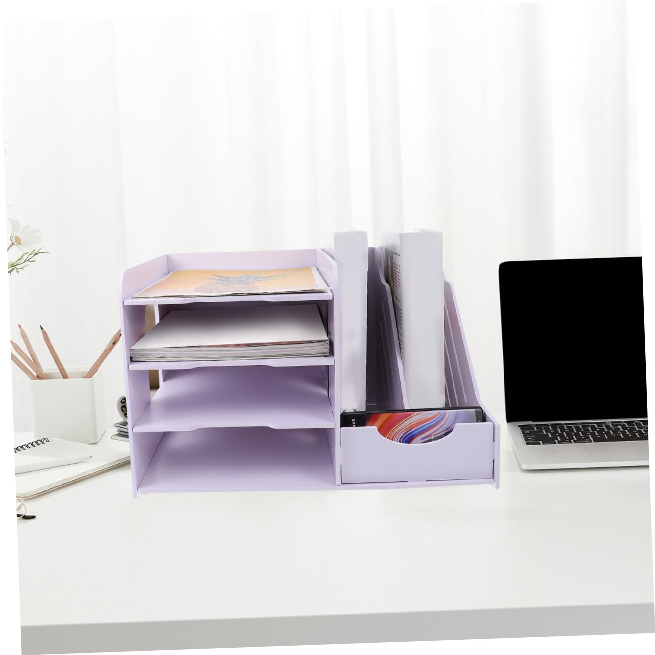 SHINEOFI 1pezzi Multi-layer File Storage Rack Per Ufficio Organizer Da Scrivania Per Documenti e Materiale Didattico Design Elegante e Funzionale Per Studio e Casa