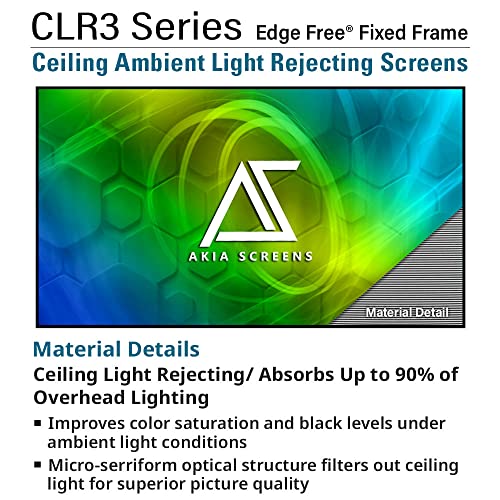 Image of Akia Screens CLR ALR Projector Screen 103 inch 16:9 4K UST Ultra Short Throw Projection, Brighter Image, Ceiling Ambient Light Rejecting, Edge Free Fixed Frame Movie Screen Indoor AK-NB103H-CLR3