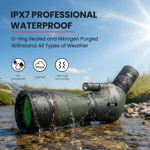 Image of Gosky 20-60x80 Spotting Scope with Phone Adapter, Dual Focusing Waterproof Spotting Scopes for Target Shooting Bird Watching Hunting Wildlife Safari Viewing, BAK4 FMC Spotter Scope with Carrying Case