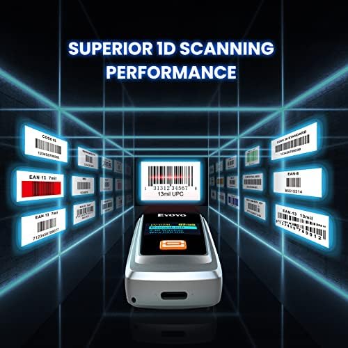 Eyoyo 1D Laser Bluetooth Barcode Scanner with LCD Display,Mini Portable USB Wireless Book Bar Code Scanner Reader for Library Classroom Inventory, Compatible with iPhone Android iOS POS Laptop