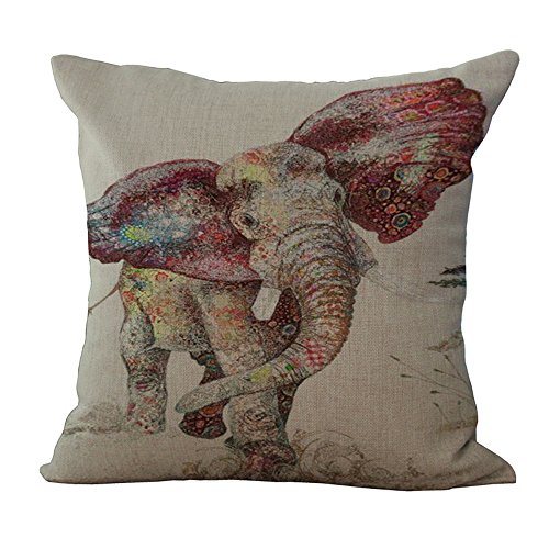 Housses de coussin (45 cmx45 cm/18 x 18 d'encre Peinture Série éléphants Gris beige Couleur Elephant Coton coussin en lin pour canapé My-a1051-01 Cover
