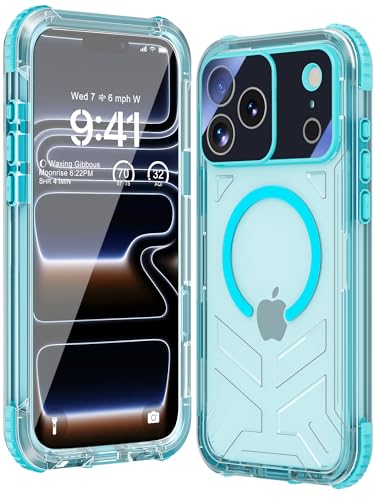 WIFORT for iPhone 17 Pro Waterproof Case [Fit for Magsafe] with Sapphire Lens & Screen Protector IP68 Full Body 15FT Military Shockproof Magnetic Frosted Phone Cover with Lanyard 6.3 Teal