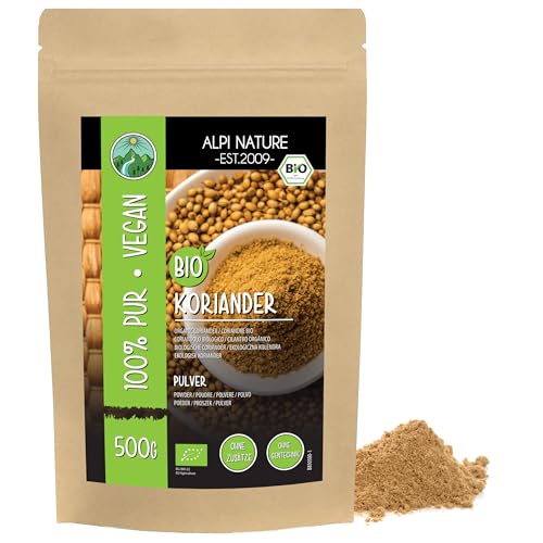 Alpi Nature Cilantro Semillas Orgánicas Molidas 500g, Semillas de Cilantro en Polvo para Cocinar