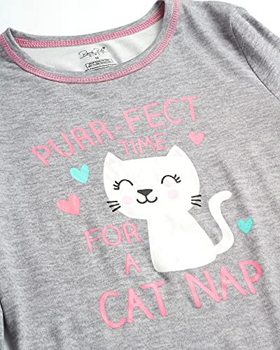 Rene Rofe Girls’ Pajama Set – Long Sleeve Shirt, Fleece Pajama Pants, Slippers/Socks: Kittens, Unicorns, Owls, Llama (6-12)3