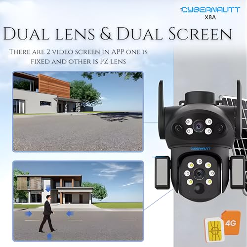 Image of XUGA Cybernautt X8A 4G LTE DUAL Solar Security Camera, No WiFi Needed, Dual Lens 8MP Outdoor Wireless, AI Humanoid Detection, Full Color Night Vision, Two-Way Talk, 8000mAh Battery, 8W Solar, TF 128GB