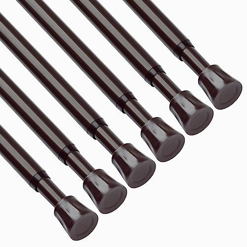 TYRON 6Pcs Spring Tension Curtain Rods for Windows 28 to 48 Inch, Bronze Adjustable Extendable Small Tension Rod No Drill, Room Divider Doorway Curtain Tension Rod