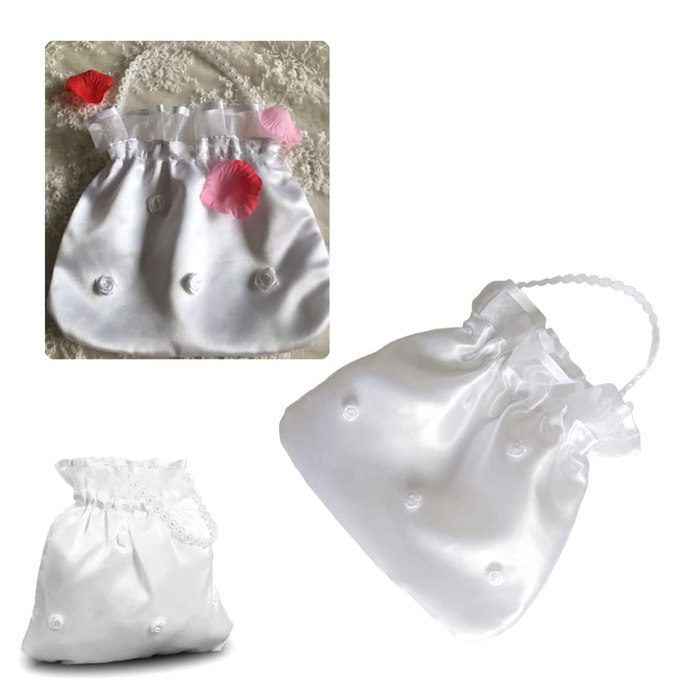 Sac à Main De Mariée En Satin Blanc - 20x21cm - Accessoire Mariage Élégant - Pour Cadeau Ou Usage Personnel