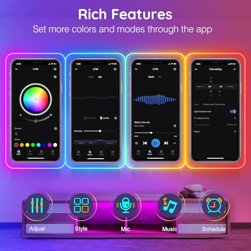 Luz LED Tira Neon RGB Flexible 50FT Control App y Mando miniatura 7