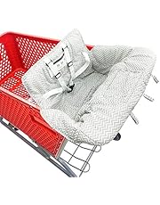 Portable 2-in-1 Shopping Cart &amp; High Chair Covers for Babies, Kids, Infants, Toddlers | Universal Size with Free Carry Bag (Gray Chevron)