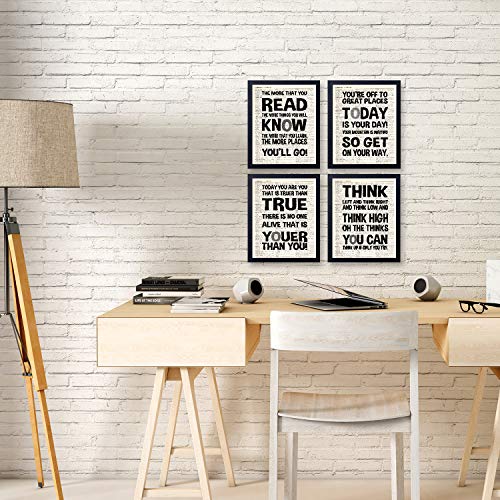 akeke Dr. Seuss Quotes and Saying Vintage Book Wall Art Prints - Set of Four 8"x10" Unframed - Motivational Inspirational Classroom Office Child/Boy/Girl/Nursery Room Decor