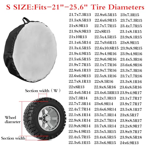 Image of Bilisin 600D Oxford Spare Tire Covers with Handle,Dustproof Wheel Protector, Waterproof Tire Storage Bag for Trailer, Truck, SUV, Tan，Jeep Universal Fits Tire Diameter 21-25.6 Inch