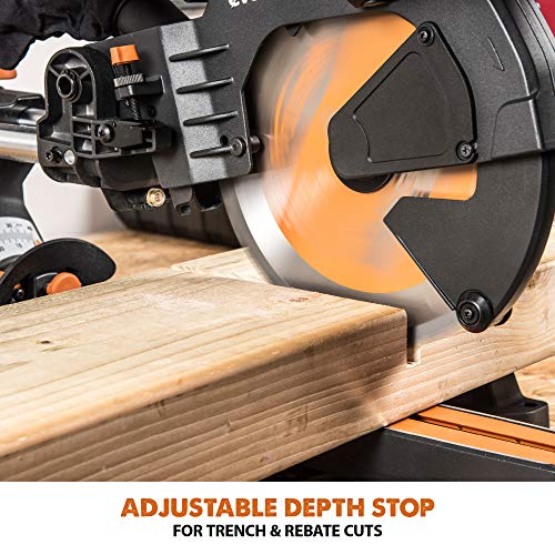 Evolution Power Tools R255SMSDB+ 15 Amp 10 in. Premium Dual Bevel Sliding Miter Saw w/Laser and Multi-Material Cutting Blade