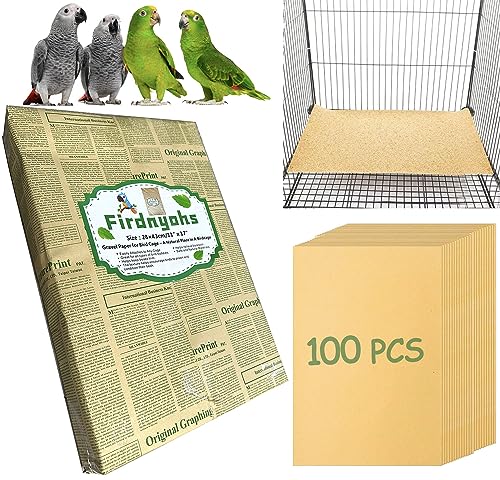Firdnyohs 100PCS Gravel Liner Paper for Bird Cage,11x17 Bird Cage Paper Liners Cage Liner,Birdcage Paper for Hard Beak Cleaning Safe&Easy to Digest,Extra Large Size for Birdcage Parrots