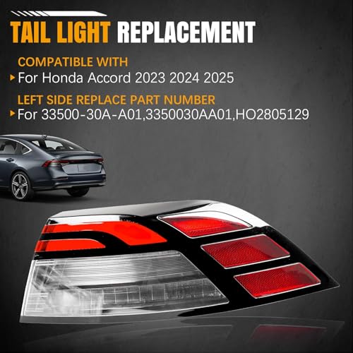 Right Tail Light w/Bracket For Honda Accord 2023 2024 2025 Rear Lamp LED Taillight Replacement For HO2805129 3350030AA01 Passenger Side by LeanisTrim - Used condition - Image 2