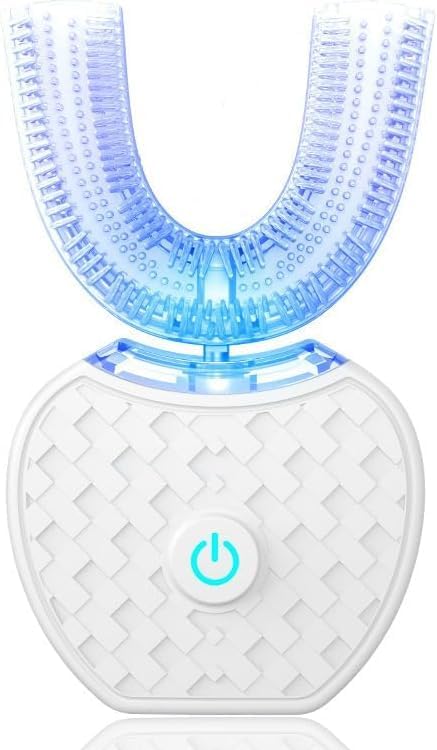 Spazzolino Elettrico Sonic Brush V5,Sonic Brush Spazzolino Elettrico a 360° Con Pulizia Automatica (White)