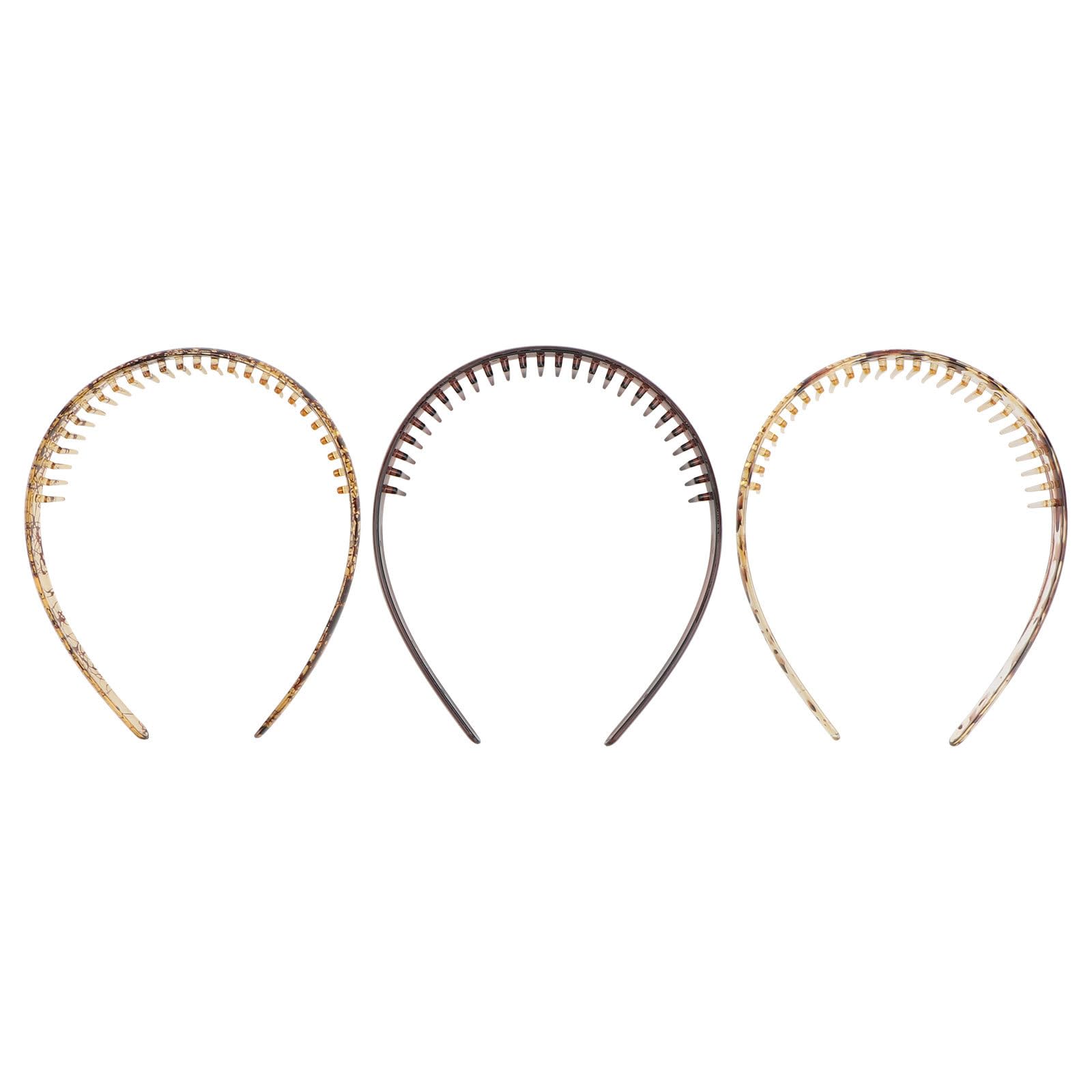 minkissy 3Pcs Resin Headbands for Women Girls Elegant Teeth Hair Accessories for Styling and Decoration (Light Coffee