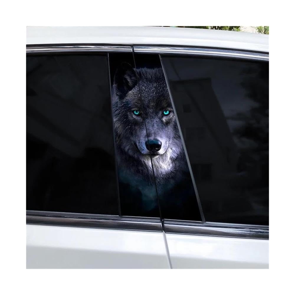 Body Parts 2pcs Wolf Head Car B-Pillar Sticker Waterproof Car Center Pillar Sticker(H)