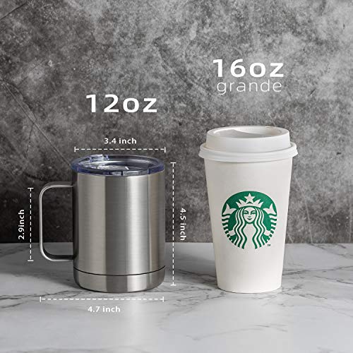 Meway 12Oz Mix Color Mug With Handle 8 Pack Bulk,Stainless Steel Insulated Travel Tumblers With Sliding Lid,Double Wall Vacuum Camping Coffee Cup For Hot & Cold Drinks Tea (Mix,Set Of 8) #TOP4