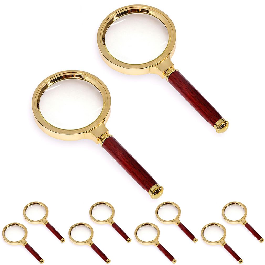Magnifying Glass 6X Magnification Magnifier Handheld Magnifier for Science, Reading Book, Inspection (Red 6X, 10 Pcs) โ image 1