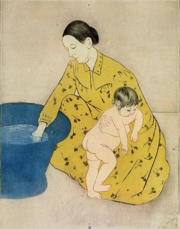 Toile Mary Cassatt Le Bain de l'Enfant impression d'art premium 60x90