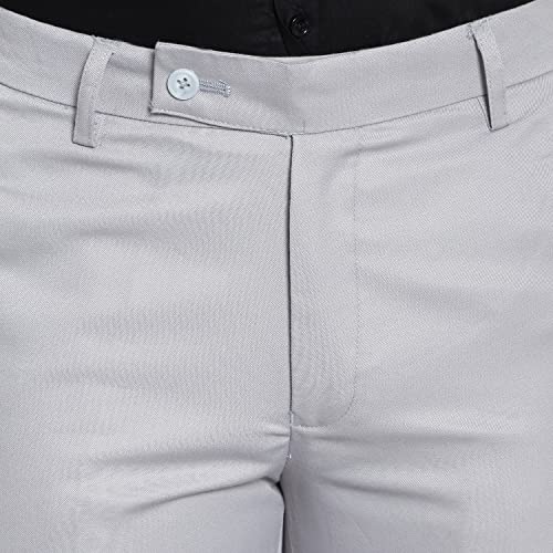 Image of The PS Men's Formal Regular Fit Cotton Blend Black, Dark Grey Combo Trouser (Pack of 2)