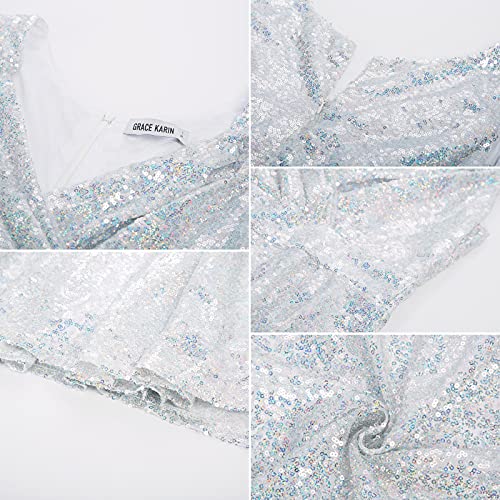 Image of GRACE KARIN Women's Sparkly Sequin Cocktail Dresses Formal Prom Party A Line Dresses Wedding Guest Glitter Midi Dress