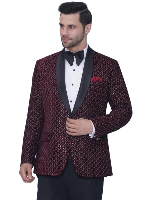 Image of FAVOROSKI Wedding Sequence Blazer Suit for Men | Embroidered Velvet Blazer | Relaxed Fit Blazer for Men Wedding Party | Ethnic Wear Blazer for Men | Blazer Suit for Men | Festive Blazers for Men
