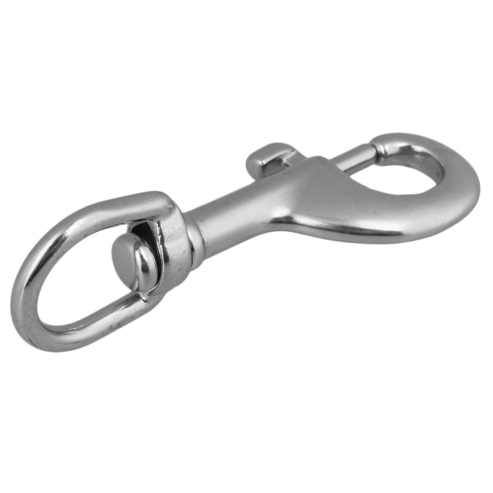 304 Stainless Steel Bolt Snap Hooks Round Swivel Eye Key Chain Clip Silver (70mm)