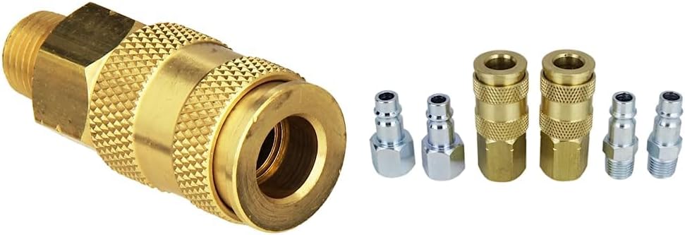 Milton Industries S-765 HI-Flo V-Style -FeetA,M,V-Feet 1/4-Inch MNPT Brass Body, Single & S-217 1/4 NPT V Style Coupler and Plug Kit - 6 Piece