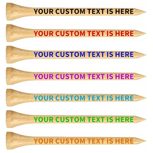 Cartinq 100-1000Pcs Personalized Golf Tees, Printed With Your Name Or Text Logo. Custom Bamboo Golf Tees, 3 1/4'' 2-3/4'' 2-1/8'', Personalized Golf Gifts
