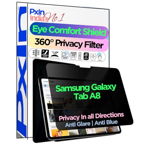 Image of PxIn Tablet Privacy Screen Guard compatible with Samsung Galaxy Tab A8 | No.1 | Anti Glare | Anti Blue Light | Anti UV | 4 Way Privacy Filter | 360 Privacy | Eye Protect