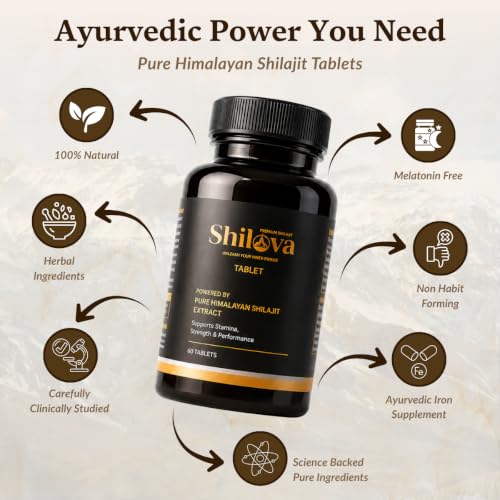 Image of Pure Himalayan Shilajit Tablets - 60 Tablets | 8-Herb Ayurvedic Formula with Ashwagandha, Hadjod & Amla | Stamina, Strength, Joint Support & Natural Iron | For Men & Women