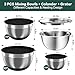 Nicdiet Mixing Bowls with Airtight Lids, Stainless Steel Mixing Bowl Set with 3 Metal Nesting Bowls, Colander & Grater, Non-Slip Bottoms, Size 1.5, 2.5, 5 QT, Great for Mixing & Serving, Black