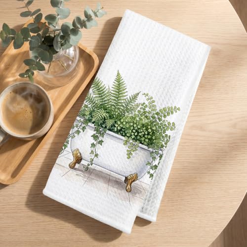 Image of 2 Pcs Sage Green Eucalyptus Hand Towels, Eucalyptus Bathroom Decor | Eucalyptus Botanical Tea Kitchen Towels, Sage Green Toilet Bathtub Decorative Hand Towels 24x14 Inch