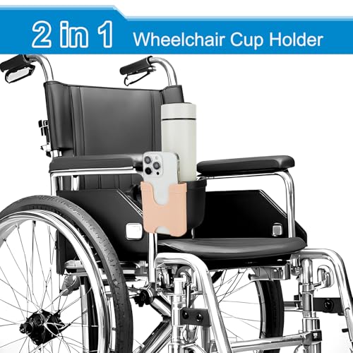 Image of Accmor 2-in-1 Walker Cup Holder with Phone Holder, Wheelchair Cup Holder, Rollator Cup Holder, Cup Phone Holder for Walker, Wheelchair, Rollator, Mobility Scooter