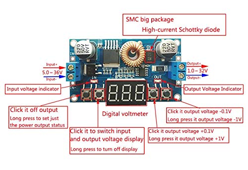 Convertitore DC / DC step down con display e uscita regolabile 1,5-35 V