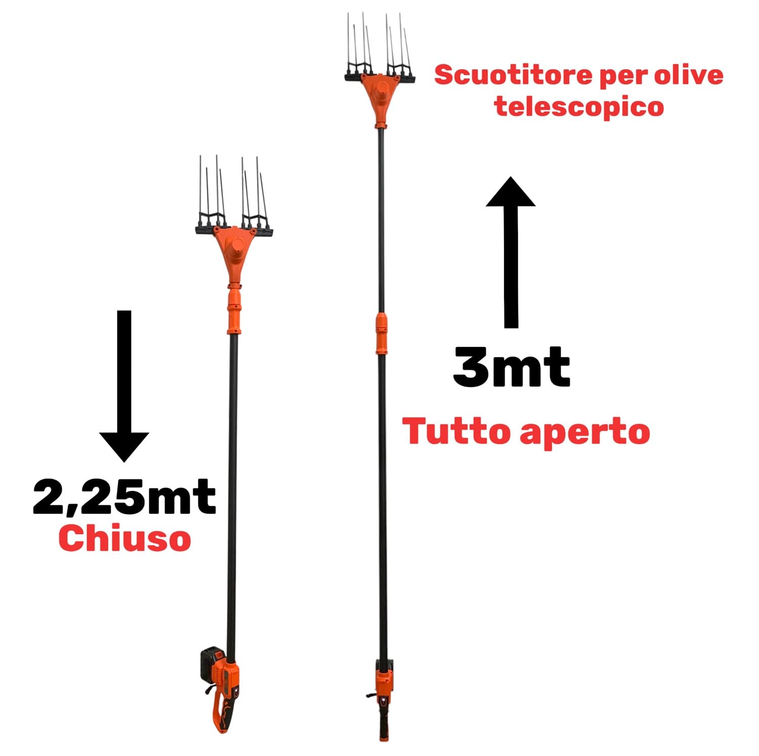Abbacchiatore Scuotiolive Elettrico Multifunzione a Batteria e Alimentazione 12V con Doppia Batteria da 128Vf 10000mHa Motore 140W 5 Velocità 800-1250BPM Display Digitale Pettine in Fibra di Carbonio
