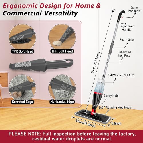 Image of Spray Mops for Floor Cleaning: Hardwood Floor Mop Wet Mop & 3 Washable Pads