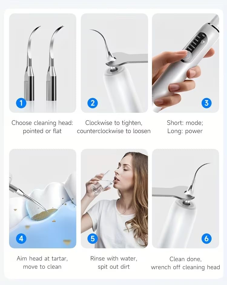 Image of Arvox Electric Teeth Whitening Kit - Instant Teeth Stain Remover, Teeth Tartar Plaque Remover with 5 Adjustable Mode & 3 Replacement Head, Tooth Cleaning Kit with LED for a Brighter Smile
