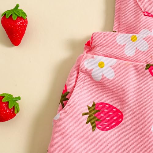 Image of Ayalinggo Toddler Baby Girl Sunflower Print Overalls Shorts with Pocket Suspender Trousers Cute Summer Clothing Outfit