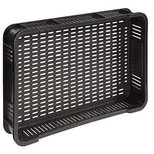 HaGa Lagerkiste 59x39,5x11 cm | schwarz | 10kg – Obstkiste und Gemüsekiste stapelbar aus Kunststoff – Apfelkiste, Aufbewahrungsbox, Plastikkorb, Lagerbox für Obst & Gemüse