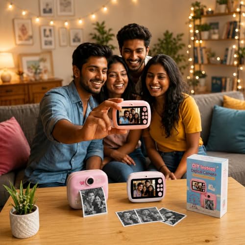 Image of Kids Instant Print Camera, 1080P HD Digital Video Camera with Built-in Thermal Printer, Fun Photo Camera for Boys & Girls (Pink)