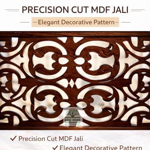 Image of Wooden Room Divider 6 Feet, 4-Panel Folding Wooden Partition for Living Room, Office, Pooja Room, Restaurant, Kitchen & Balcony (2W x 1.82H Meters). (Brown Leaf Pattern)