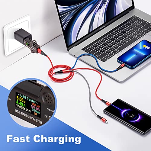 Multi Fast Charging Cable 4.5A 2Pack 4Ft Multiple Charger Cable Usb A To Type C/Lightning/Micro Usb Ports 3 In 1 Charging Cord Usb Cable For Cell Phones,Samsung Galaxy,Iphone,Huawei,Lg,Tablets & More #TOP5
